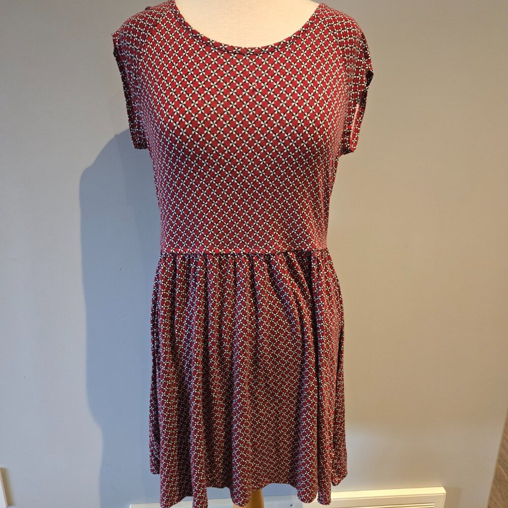 EUC George Women’s Geometric Print Dress | Size Large | Red & Black